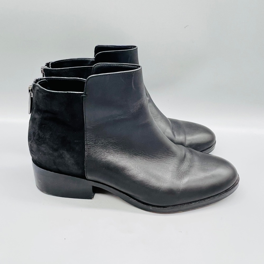 Cole Haan Ankle Boots Womens 9.5 Black Leather Suede Mixed Media Grand.OS Zip